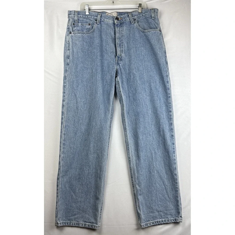 Levi Strauss Signature Mens Relaxed Fit Jeans Light Wash Denim 38x30
